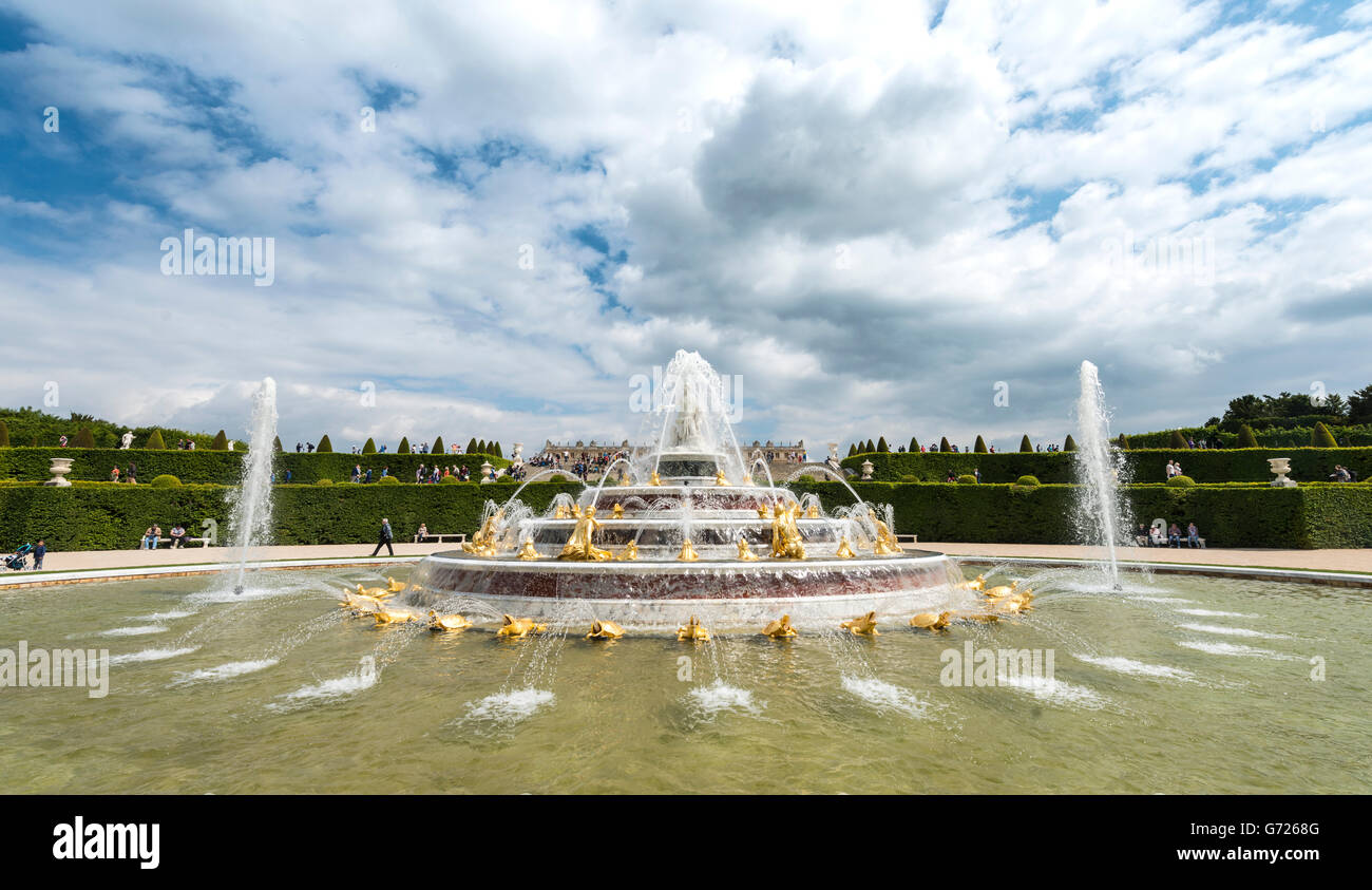 Latona fountain in the castle garden, Palace of Versailles, Yvelines, Region Ile-de-France, France Stock Photo