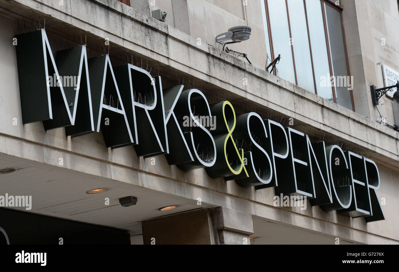 A view of a sign at Marks and Spencer in Marble Arch as boss Marc