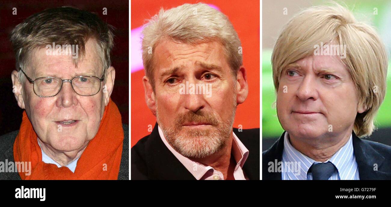 File photos of (from the left) Alan Bennett, Jeremy Paxman and Michael Fabricant. Stock Photo