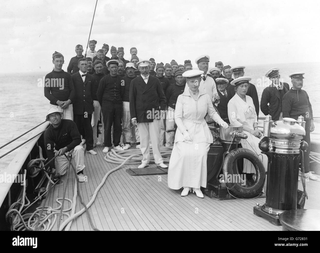 The Royal family including King V, Queen Mary (centre) and Princess Mary (right) and the