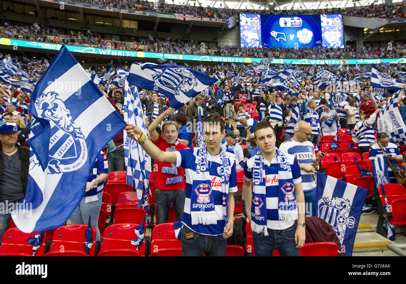 Queens Park Rangers fans in the at Wembley prior to Stock Photo - Alamy