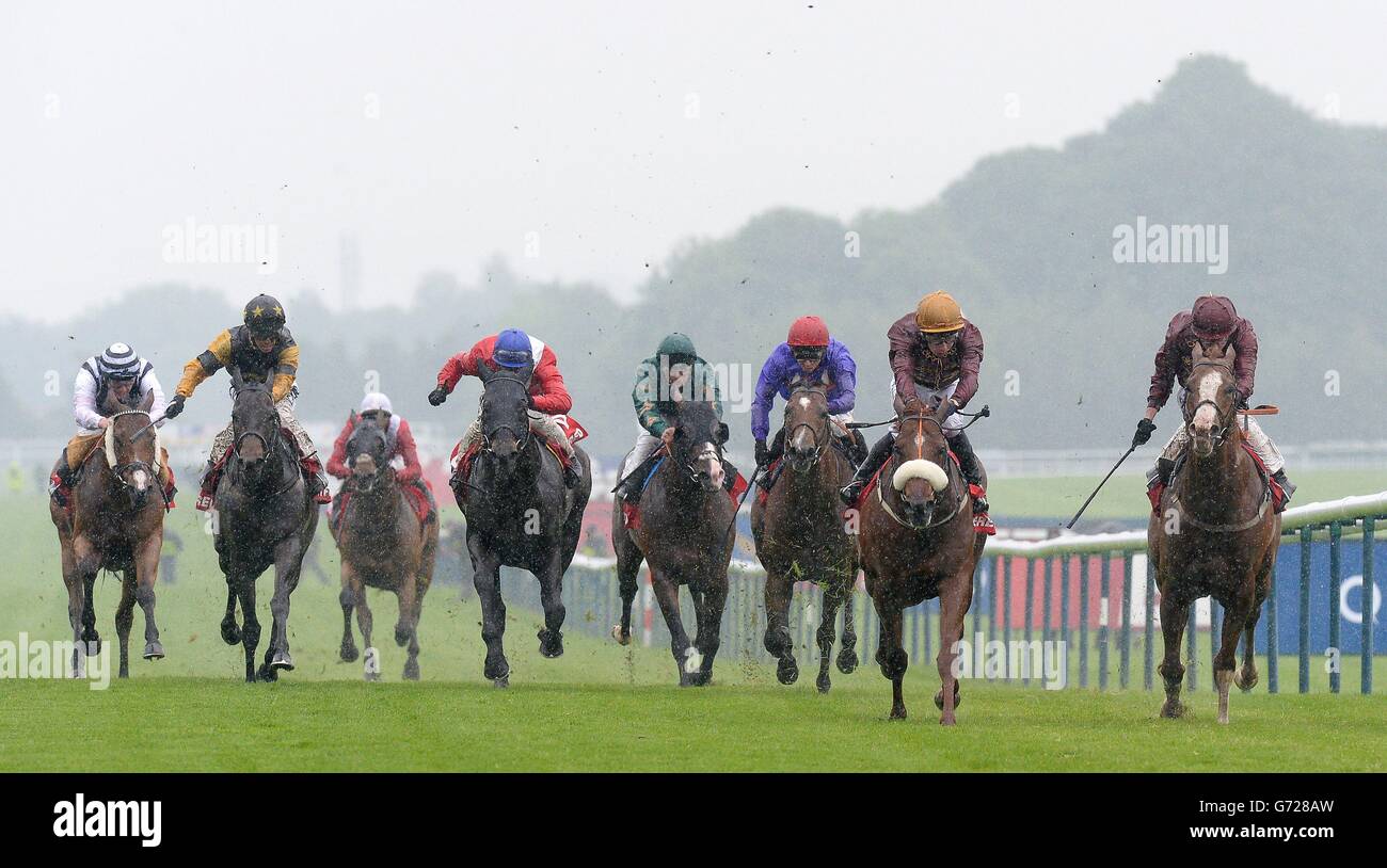 Hot Streak (second Right) ridden by Oisin Murphy wins The betfred.com Temple Stakes, during the Betfred Temple Stakes Raceday at Haydock Park Racecourse, Newton-le-Willows. Stock Photo