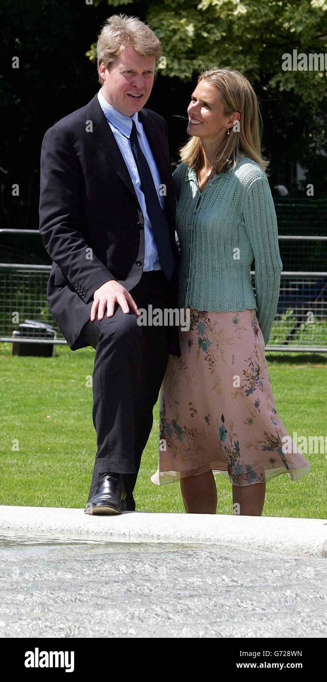 Earl Spencer and his wife Caroline during the official opening of a fountain built in memory of Diana, Princess of Wales, in London's Hyde Park. The 3.6 million creation at the side of the Serpentine has been surrounded by controversy - facing delays and over-running its budget by 600,000. The Princess died in a car crash in Paris in August 1997. photo: David Bebber/Reuters/WPA Pool Stock Photo