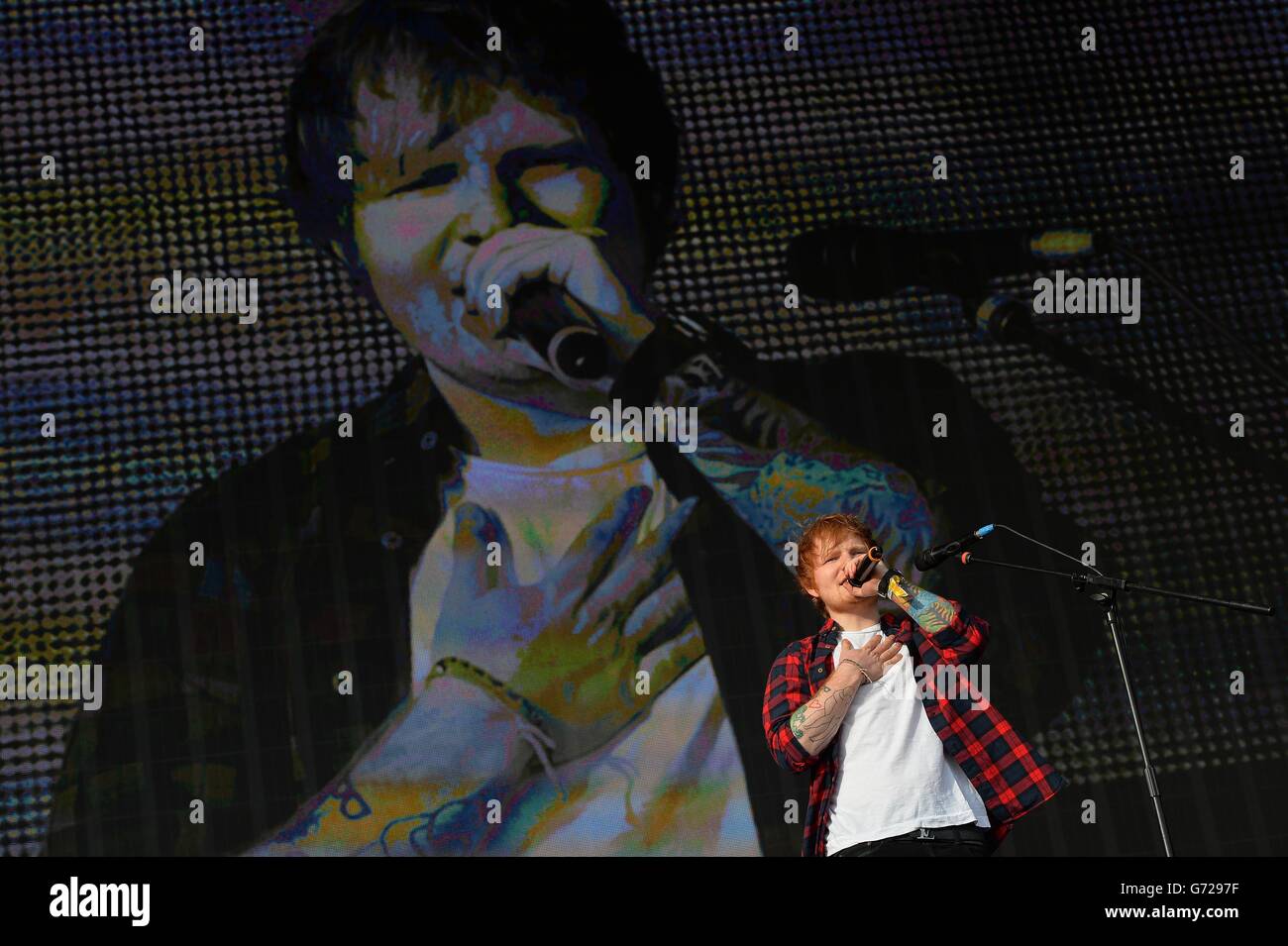 Ed Sheeran performing during the Radio 1's Big Weekend at Glasgow Green ...