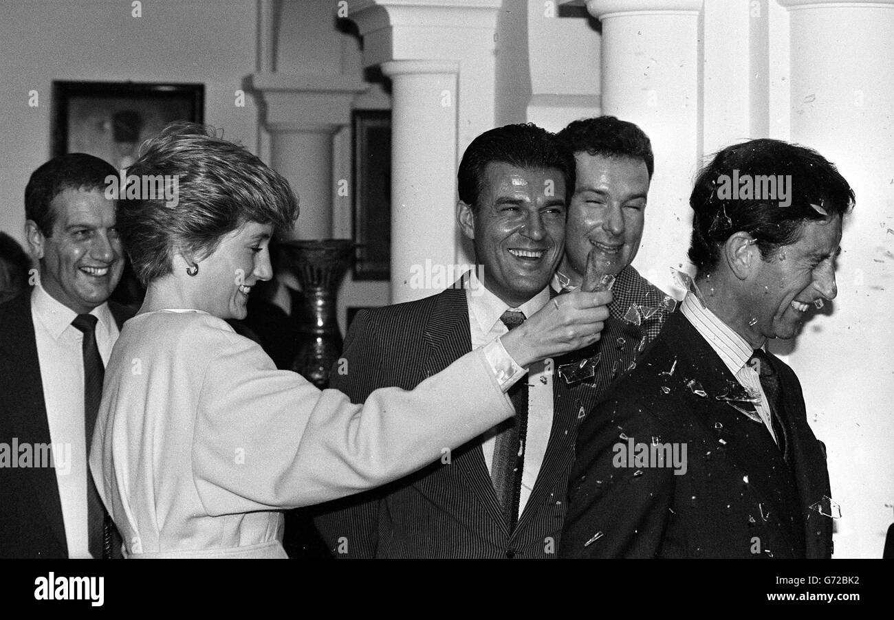 Princess Diana Hits Price Charles with Bottle Stock Photo