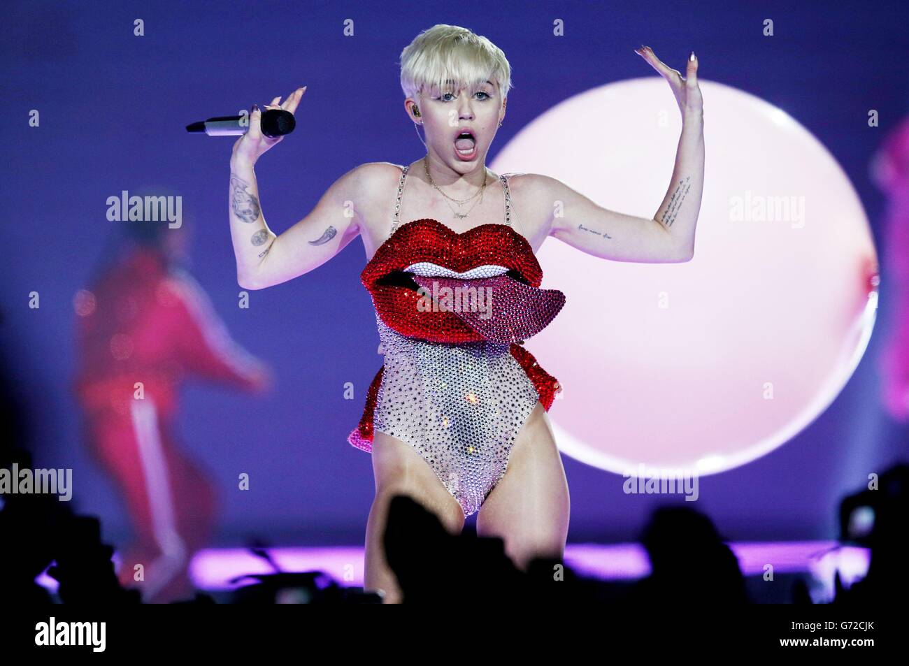 Miley Cyrus concert London. Miley Cyrus performs in concert at the O2