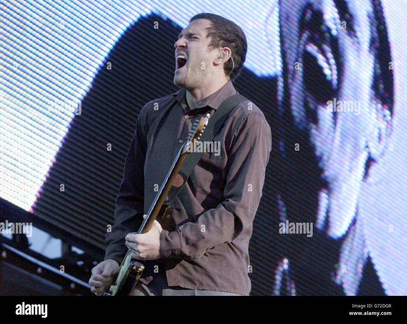 John Frusciante from The Red Hot Chili Peppers performing onstage at Hyde Park in central London. Stock Photo