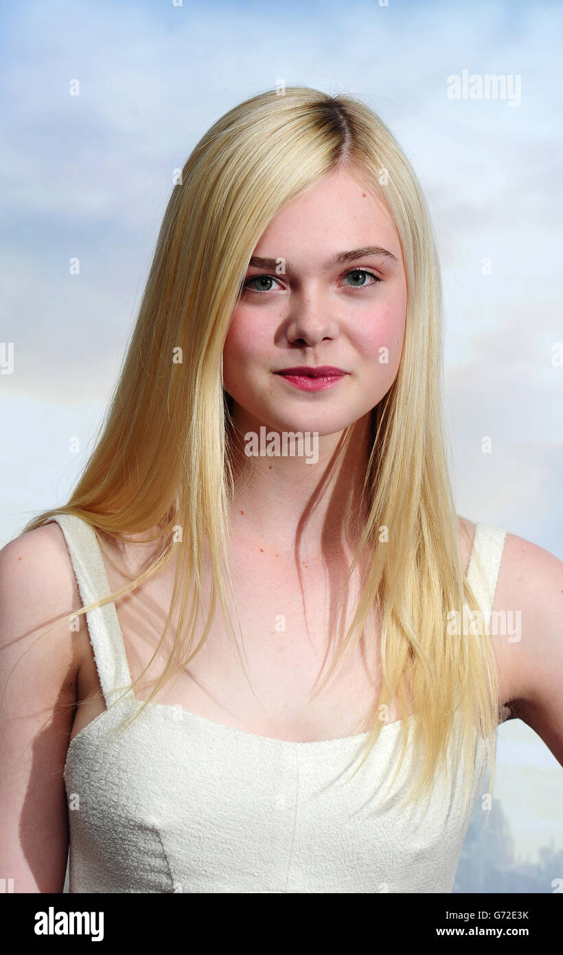 Maleficent photocall - London. Elle Fanning attending a photocall for new film Maleficent at the Corinthia Hotel in London. Stock Photo