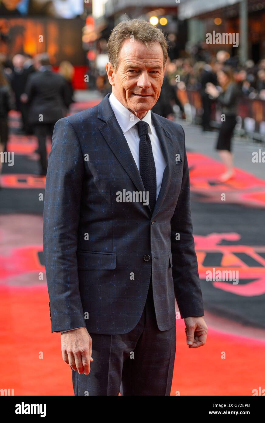 Bryan Cranston arriving at the European premiere of Godzilla, at the Odeon Leicester Square, central London. Stock Photo