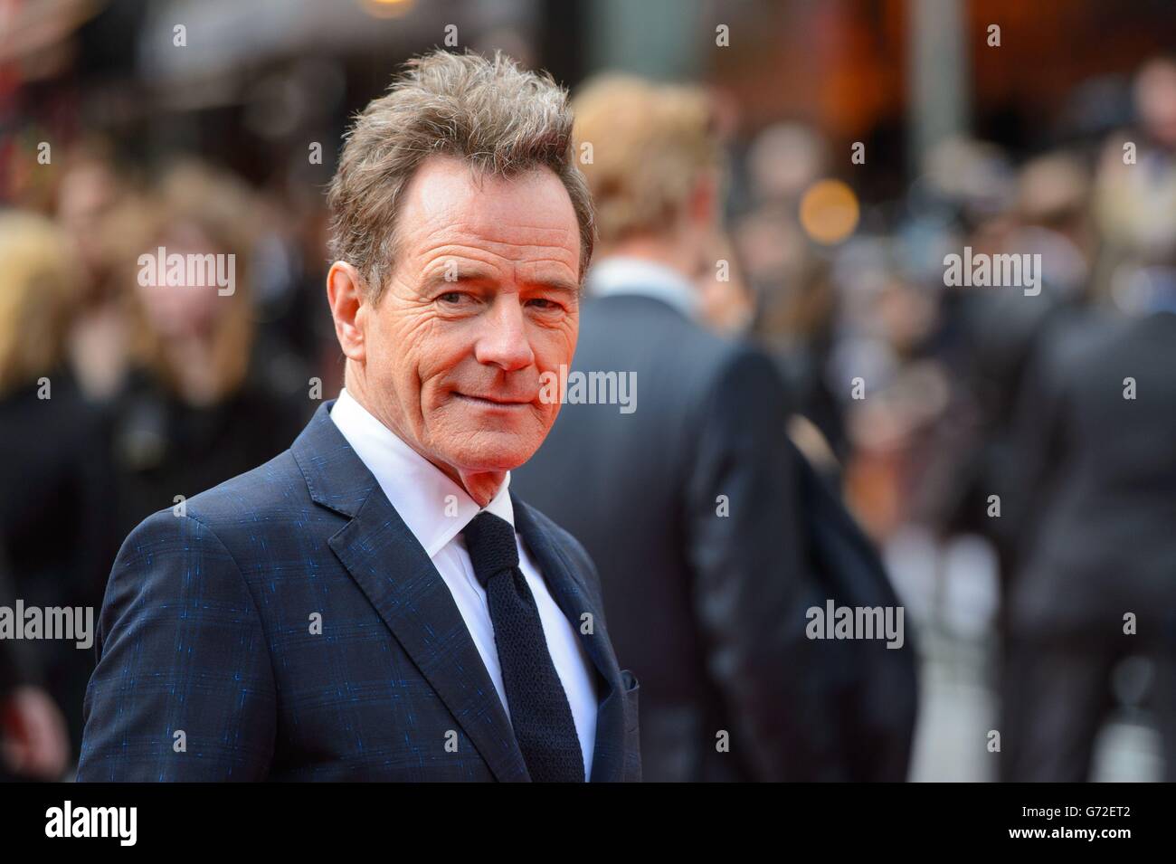 Bryan Cranston arriving at the European premiere of Godzilla, at the Odeon Leicester Square, central London. Stock Photo