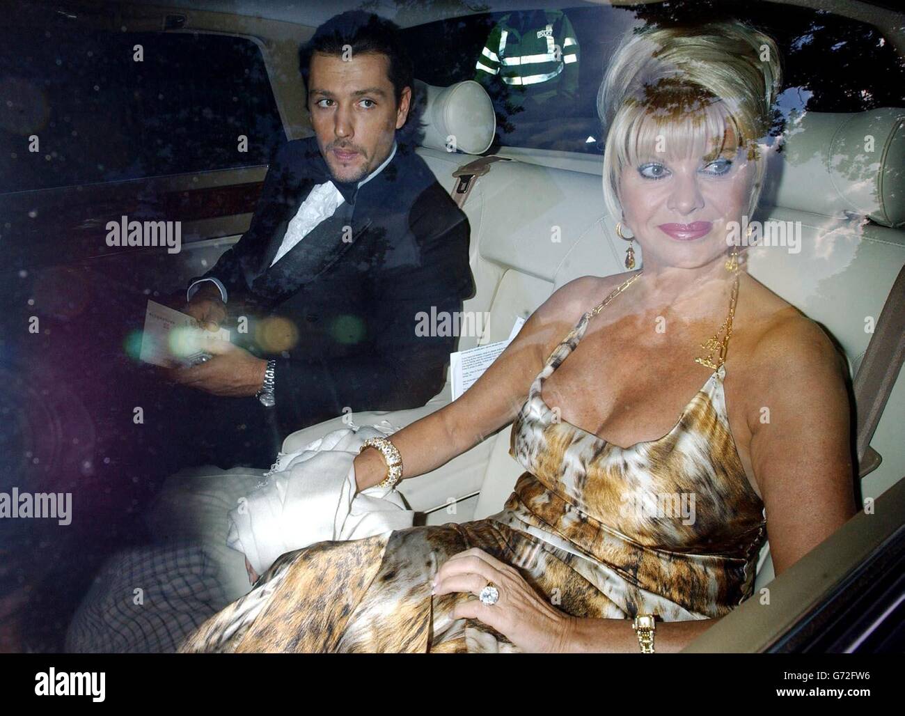 Celebrity arriving inside car charity party with boyfriend ivana trump