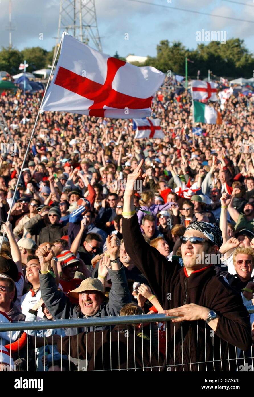 England fans watch the Euro 2004 match between England and Croatia