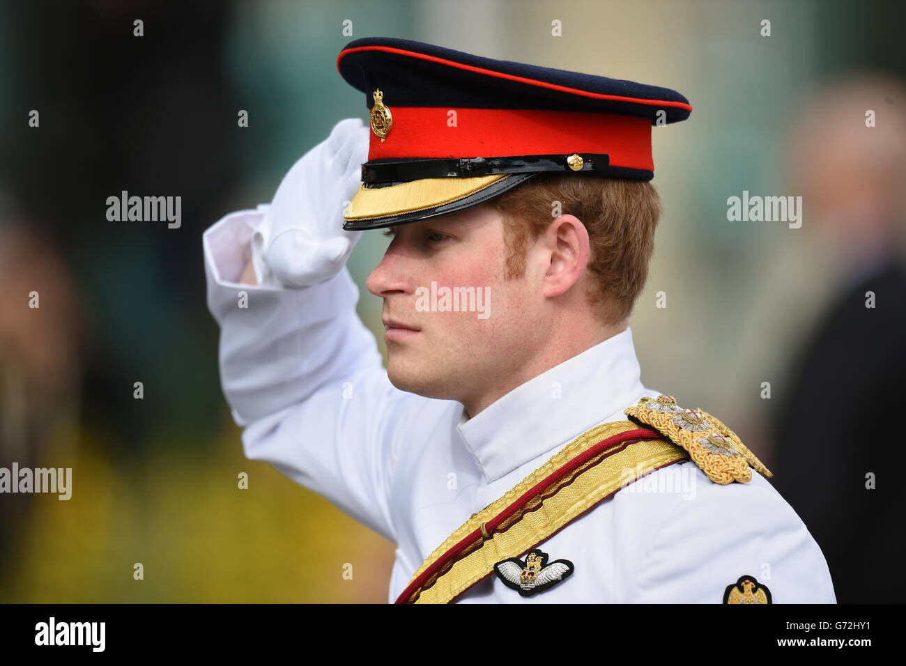 Prince Harry observes a minutes silence at the monument to the War of Independence in Freedom Square, Tallinn on the first day of his tour to Estonia. Stock Photo
