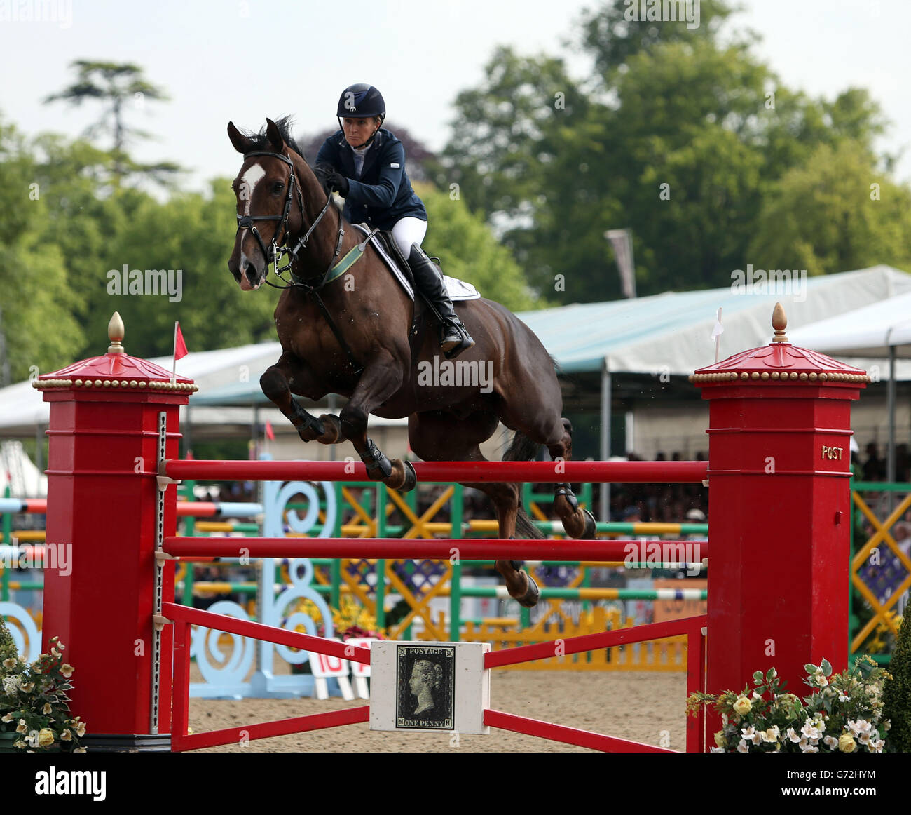 Great Britain's Tina Fletcher riding Hello Sailor in a jumping class at ...