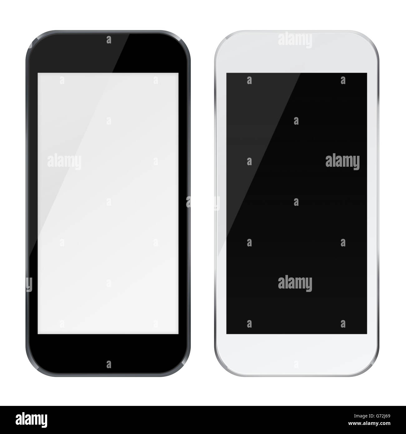 Smart phones with black and blank screens isolated on white background ...