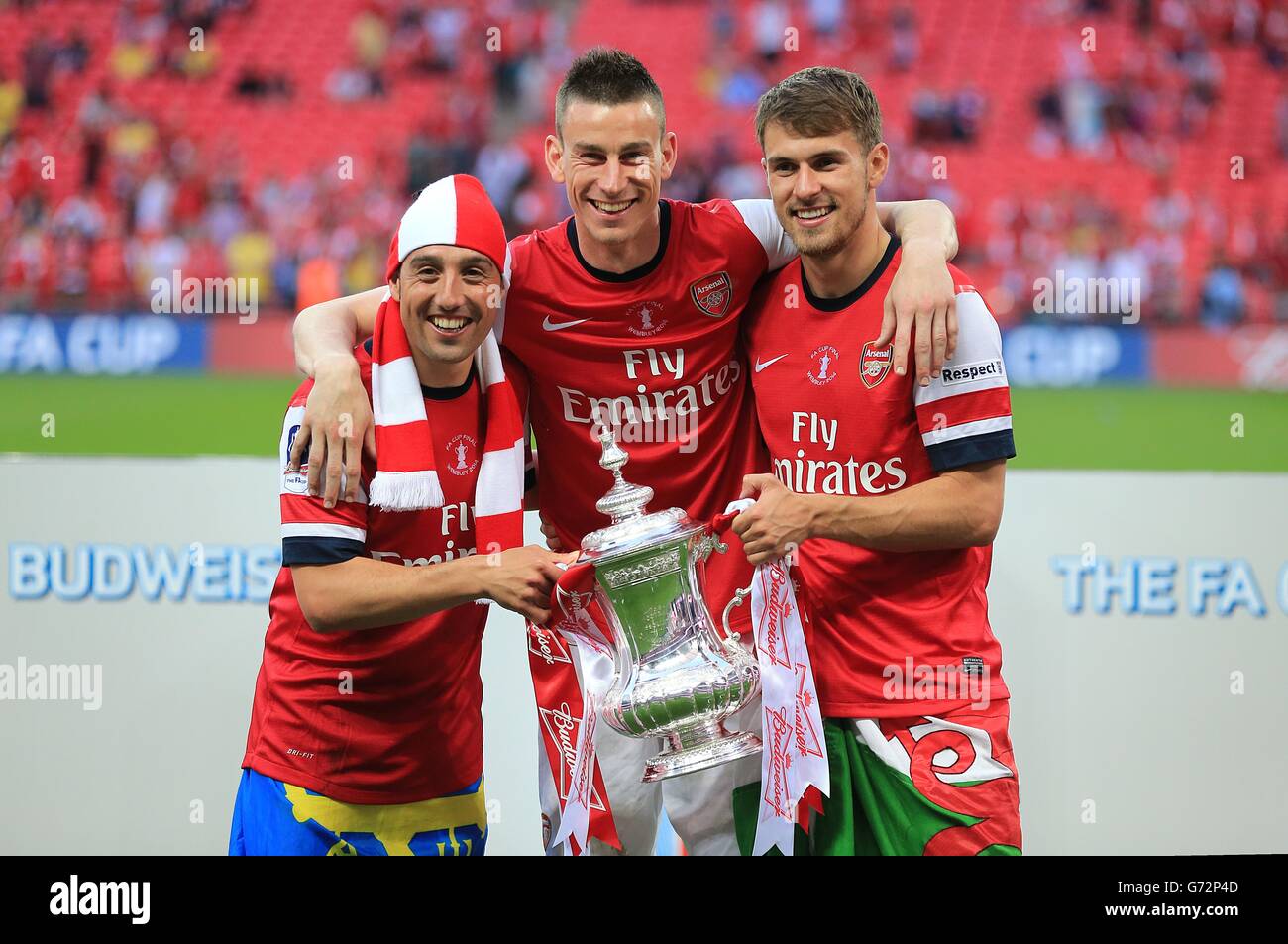 Laurent koscielny centre aaron ramsey celebrate fa cup trophy game hi-res  stock photography and images - Alamy