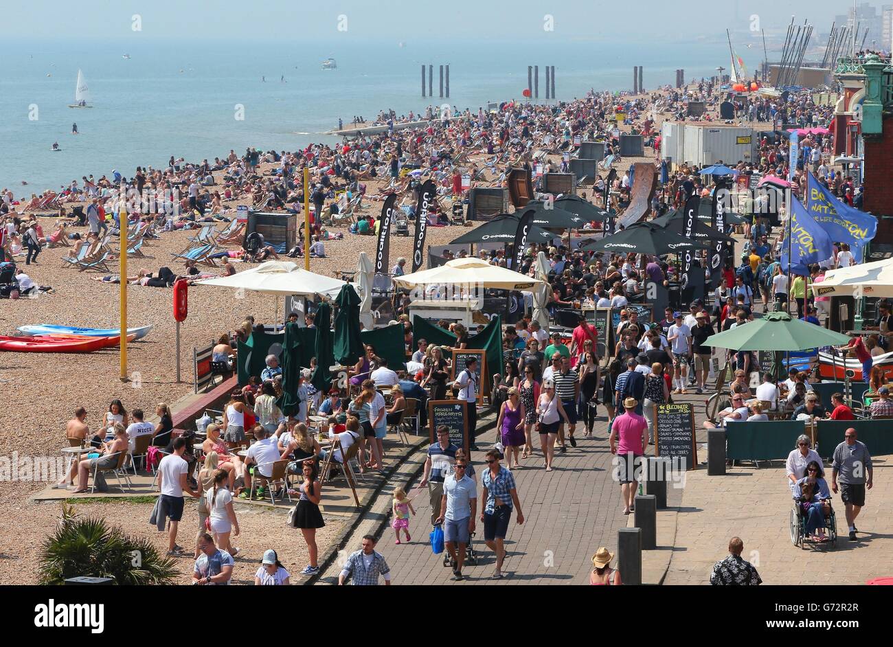 Spring Brighton Some of the crowds enjoying the fine spring weather on Brighton Beach ...