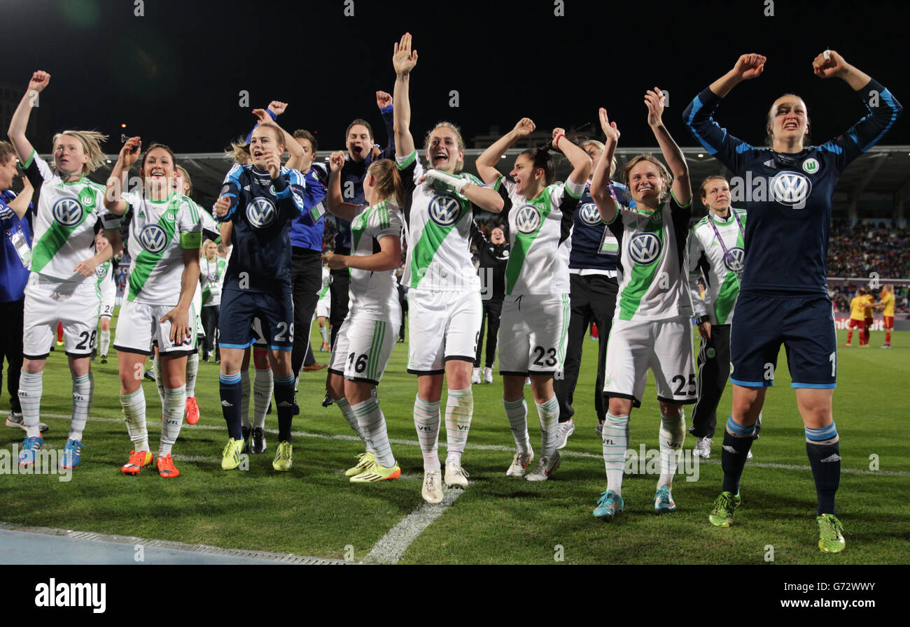 VfL Wolfsburg team celebrations after winning the Women's Champions League Stock Photo