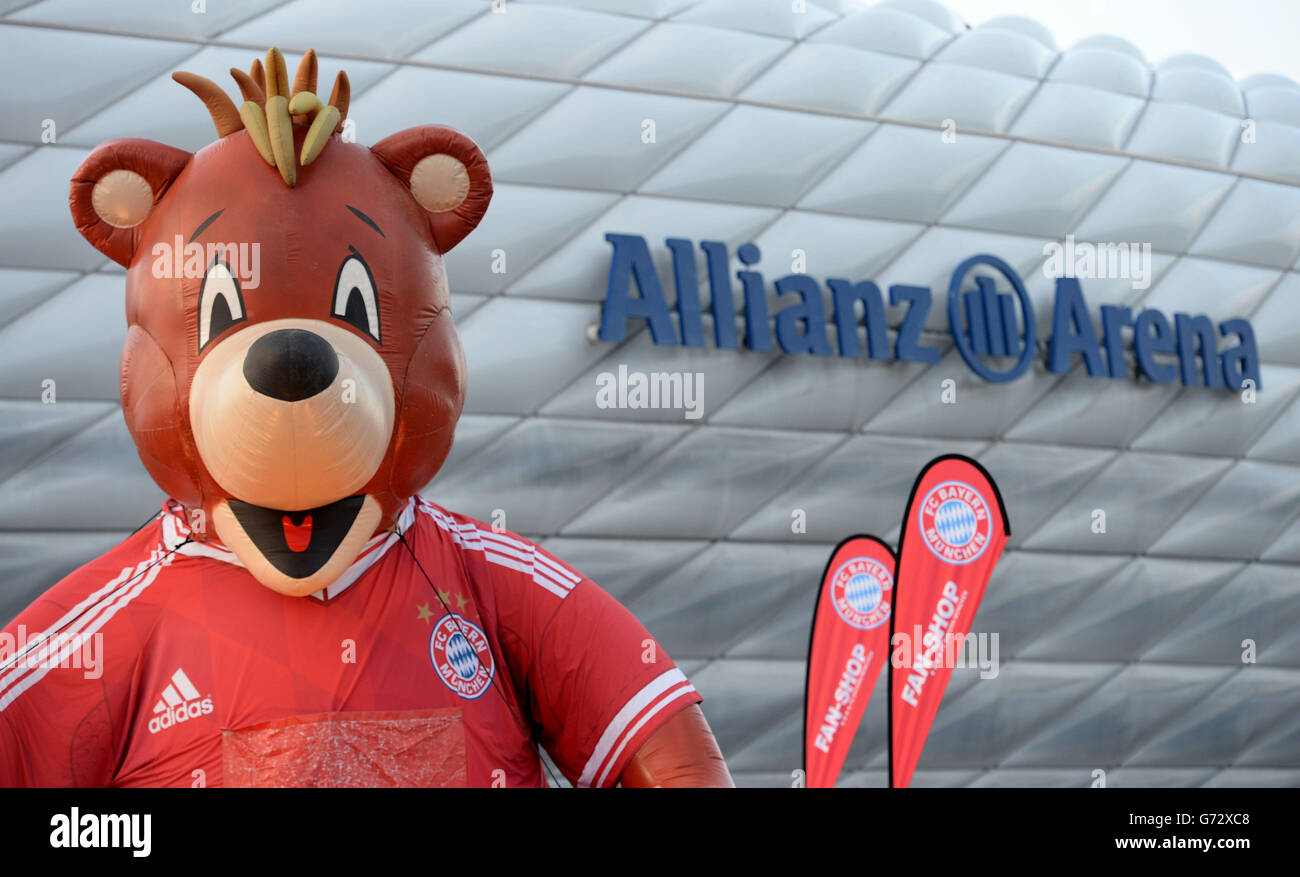 Soccer - UEFA Champions League - Bayern Munich v Real Madrid - Allianz Arena.  General view of a blow up Bernie the Bear, mascot of Bayern Munich, outside  of the Allianz Arena