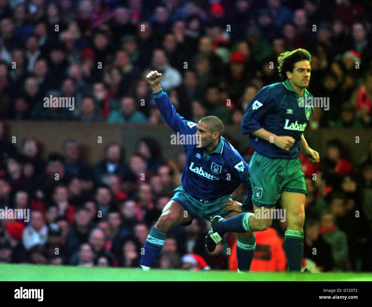 Stan Collymore of Nottingham Forest celebrates his goal against