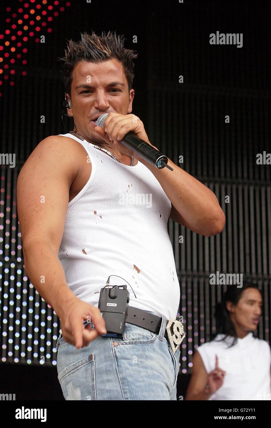 Peter Andre - Big Gay Out. Peter Andre on stage at the Big Gay Out concert, in Finsbury Park, north London. Stock Photo