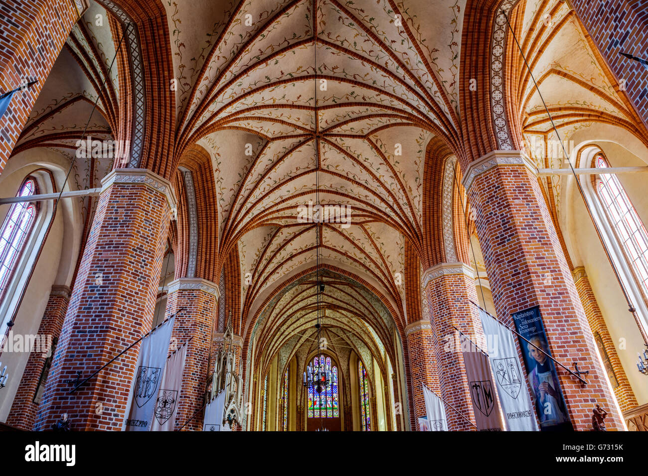 Trzebiatow, Poland, West Pomerania, interior of a Gothic church. Stock Photo