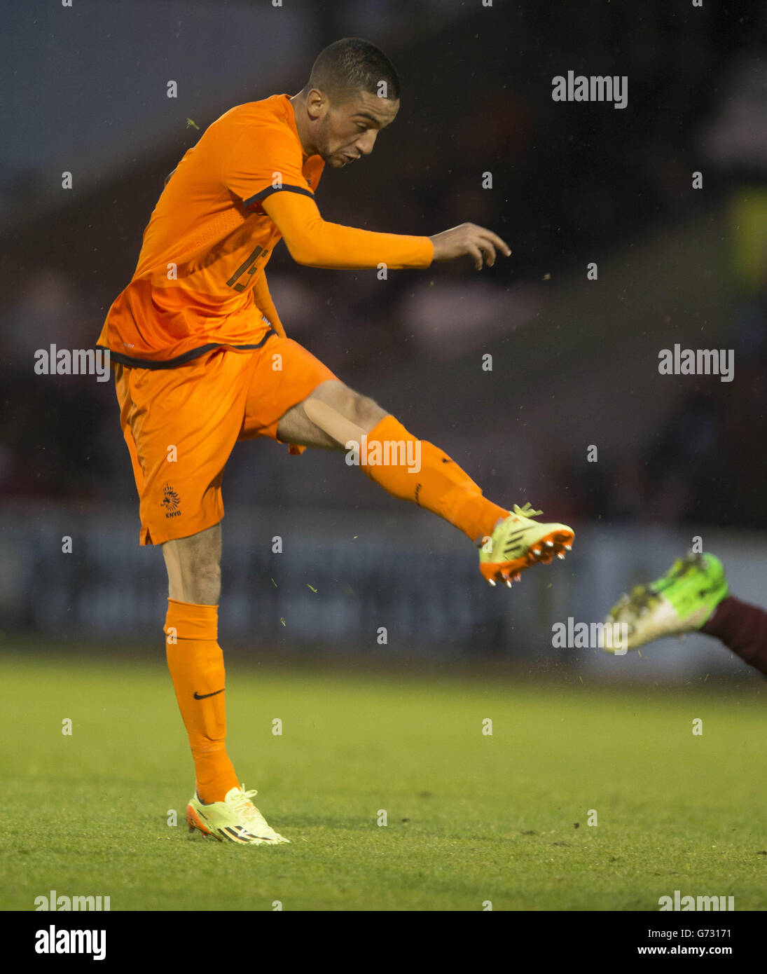 Holland's Hakim Ziyech scores his first goal during the UEFA