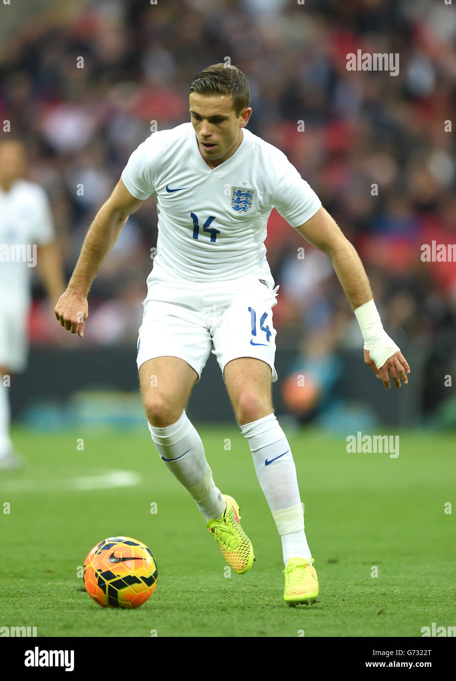 Soccer - World Cup 2014 - Friendly - England v Peru - Wembley Stadium. England's Jordan Henderson Stock Photo