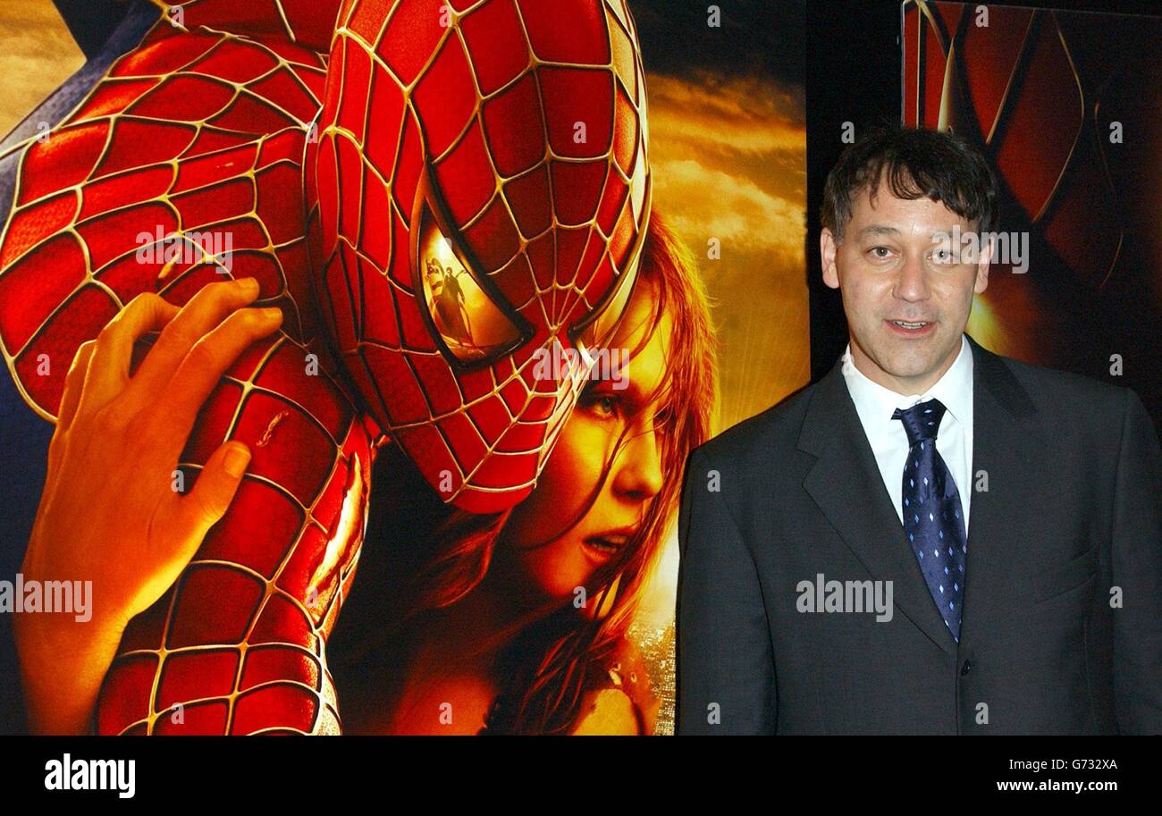 Director Sam Raimi arrives for the UK gala premiere of Spider-Man 2 at the Odeon Leicester Square, in central London. Stock Photo