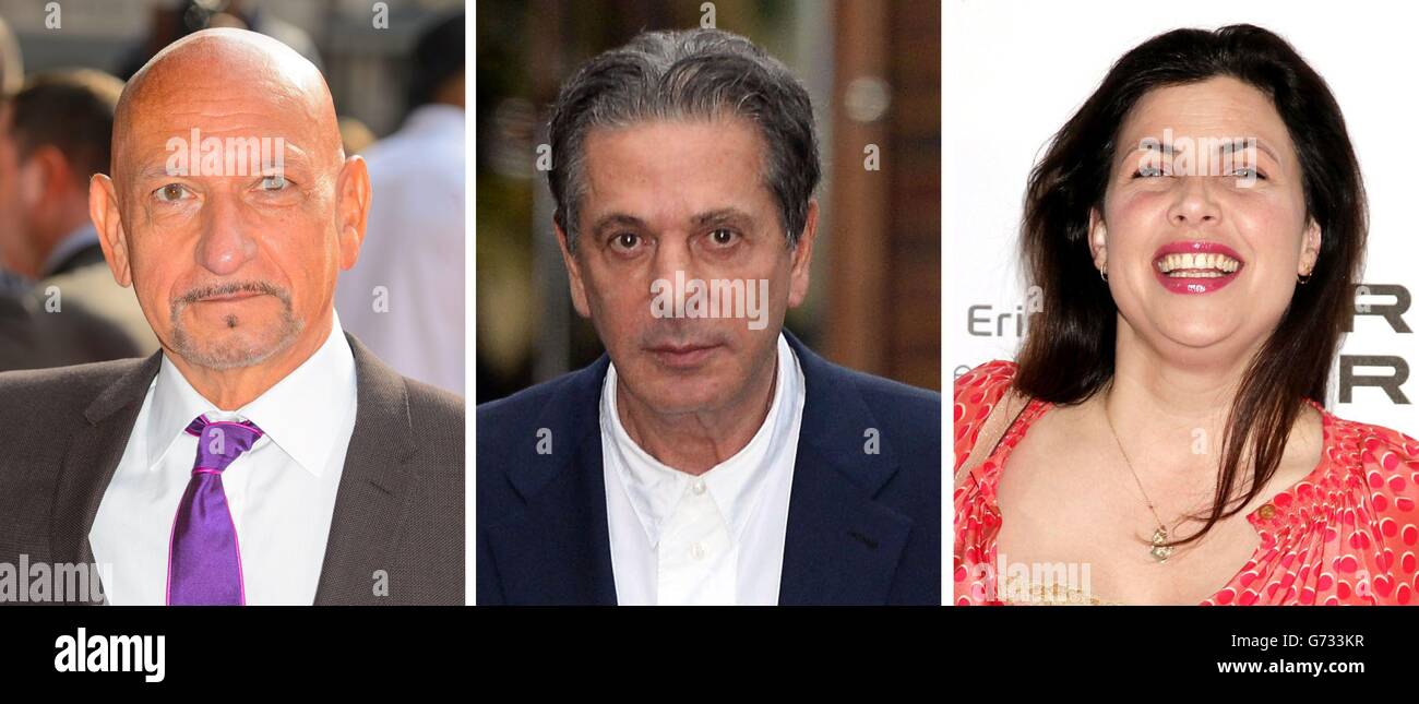 File photos of (from the left) Sir Ben Kingsley, Charles Saatchi and Kirstie Allsopp. Stock Photo