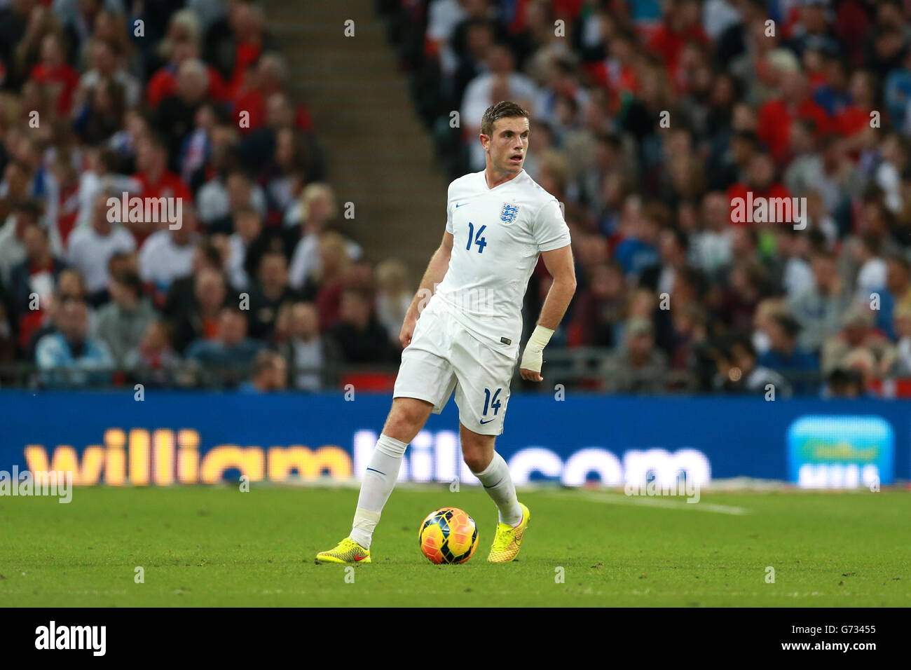 Soccer - World Cup 2014 - Friendly - England v Peru - Wembley Stadium. Jordan Henderson, England Stock Photo