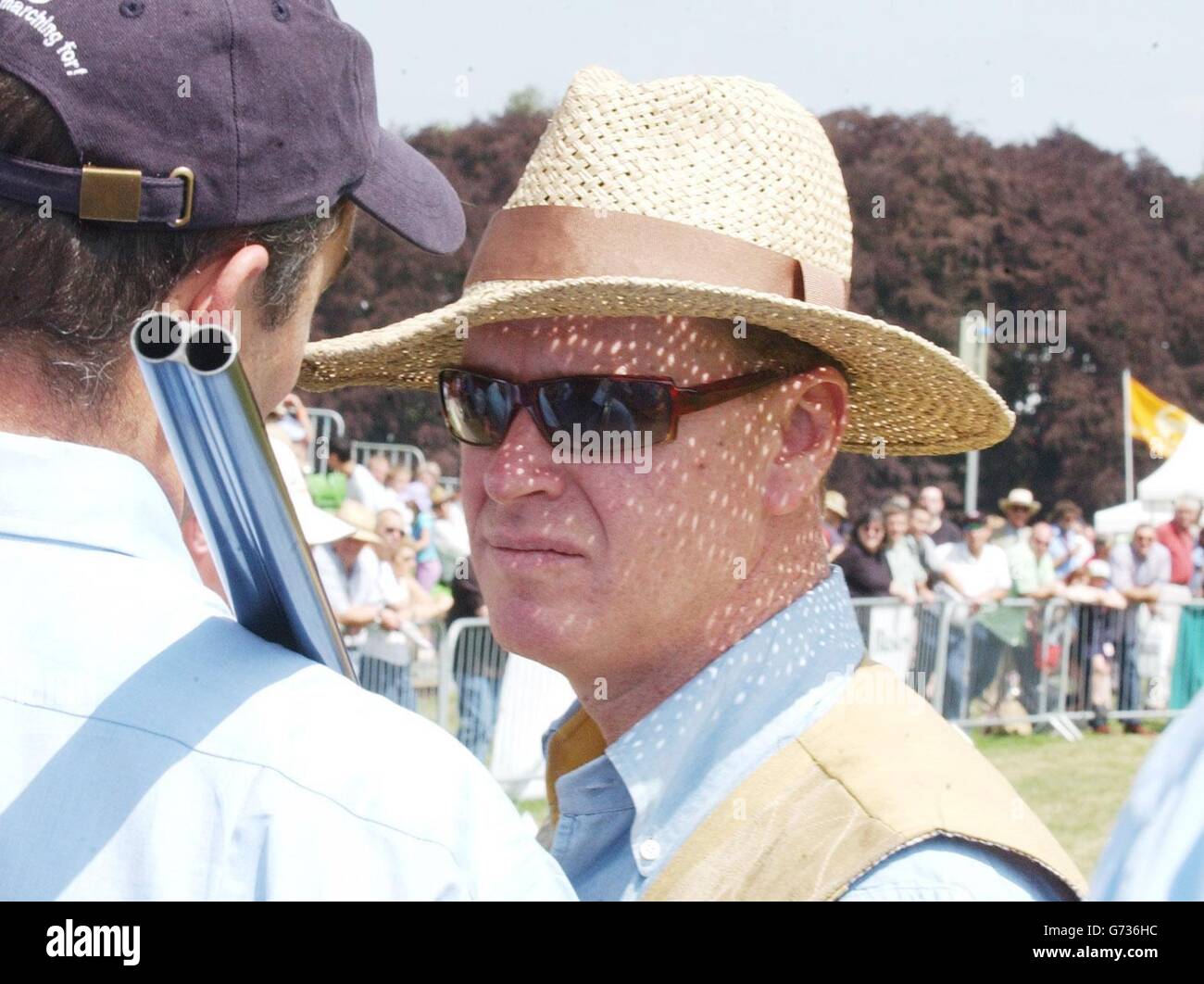 James Hewitt, the former lover of Diana, Princess of Wales, who was released on bail Thursday after being arrested by police in a drugs bust, at the Game Fair at Blenheim Palace in Oxfordshire. Hewitt, 46, was arrested in the street near his home in Chelsea, west London, along with TV presenter Alison Bell, 37, a former girlfriend of the Earl of Wessex, who he has been seeing for three months. Stock Photo
