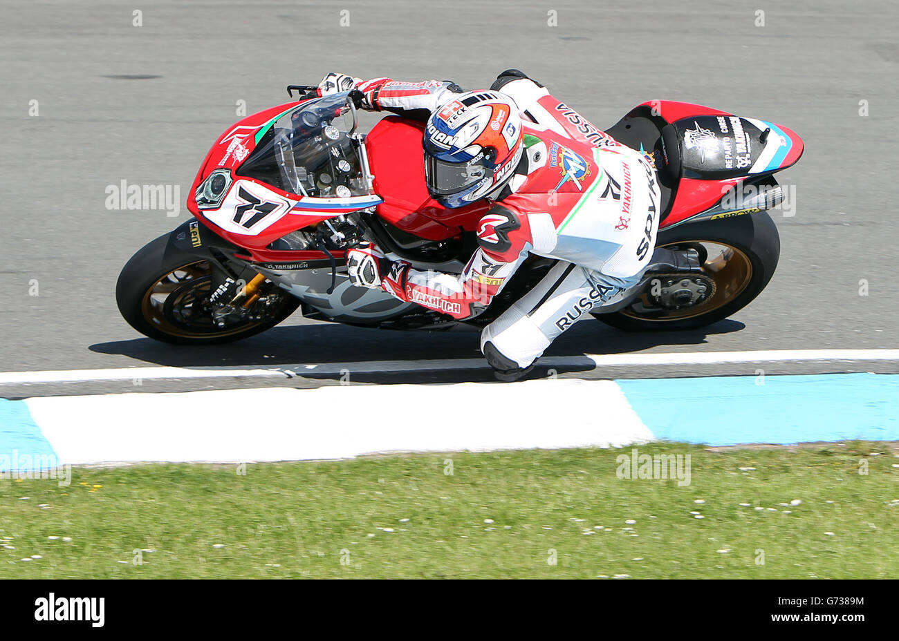 Motor Racing - Superbike FIM World Championship - Round Five - Race Day - Donington Park. MV Agusta FA RR's Claudio Corti during race two of round 5 of the Superbikes FIM World Championship at Donington Park, Donington. Stock Photo