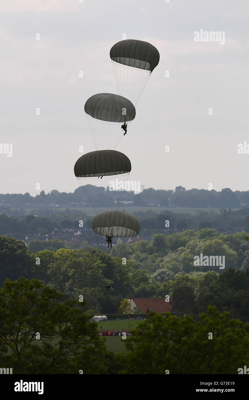 A commemorative parachute drop takes place over wartime Drop Zone N in
