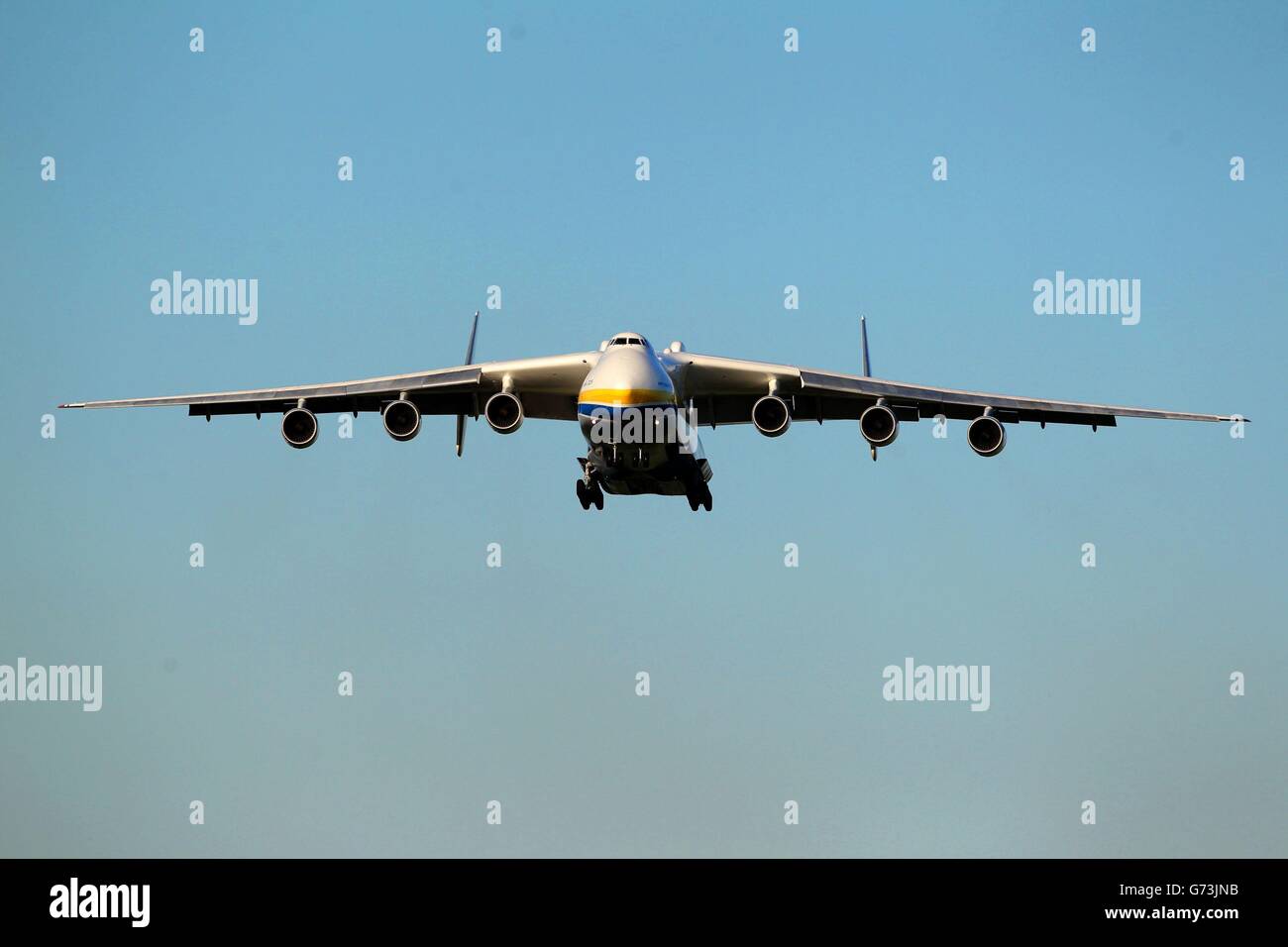 World's largest plane lands in the UK Stock Photo