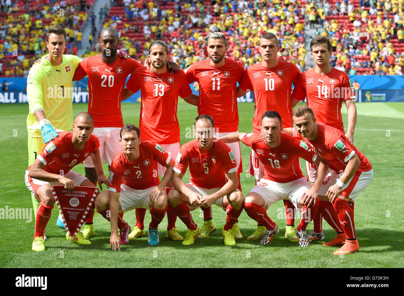 Soccer - FIFA World Cup 2014 - Group E - Switzerland v Ecuador - Estadio Nacional. Switzerland team group Stock Photo