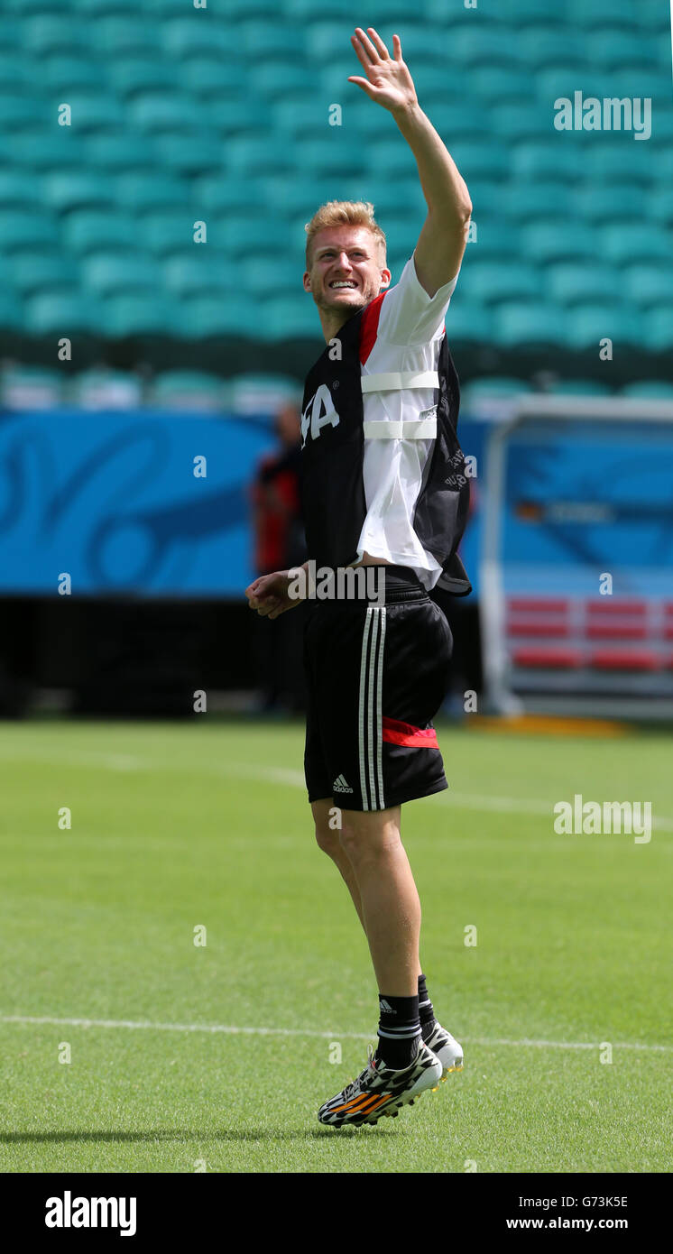 Soccer - FIFA World Cup 2014 - Group G - Germany v Portugal - Germany Training Session - Arena Fonte Nova. Germany's Andre Schurrle during a training session Stock Photo