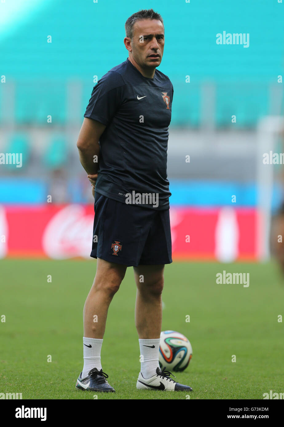Portugal Manager Paulo Bento during training session ahead of Germany game in Salvador Stock Photo