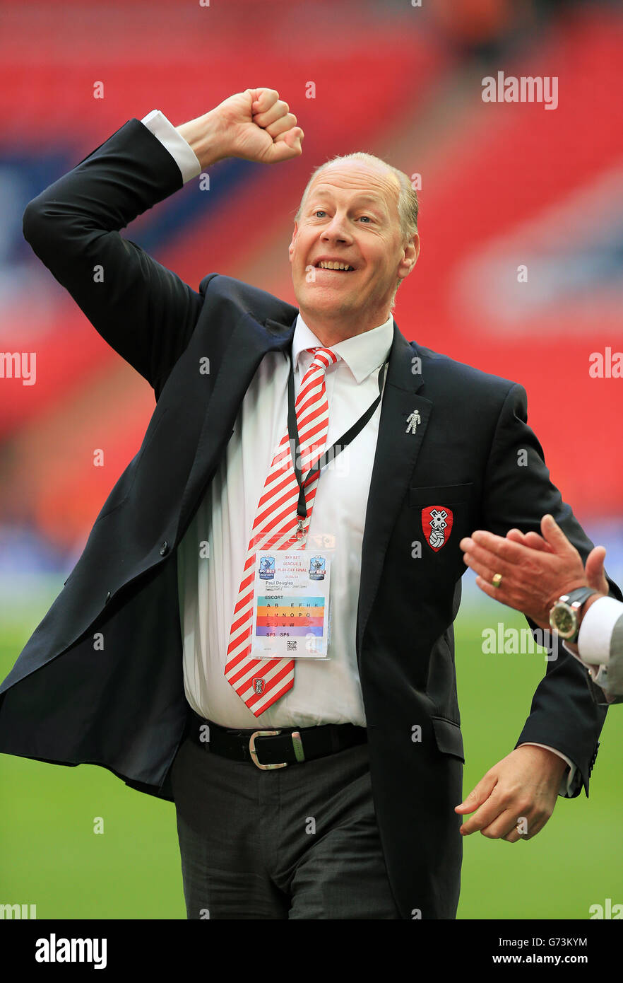 Paul Douglas, Rotherham United, celebrates at the end of the game Stock