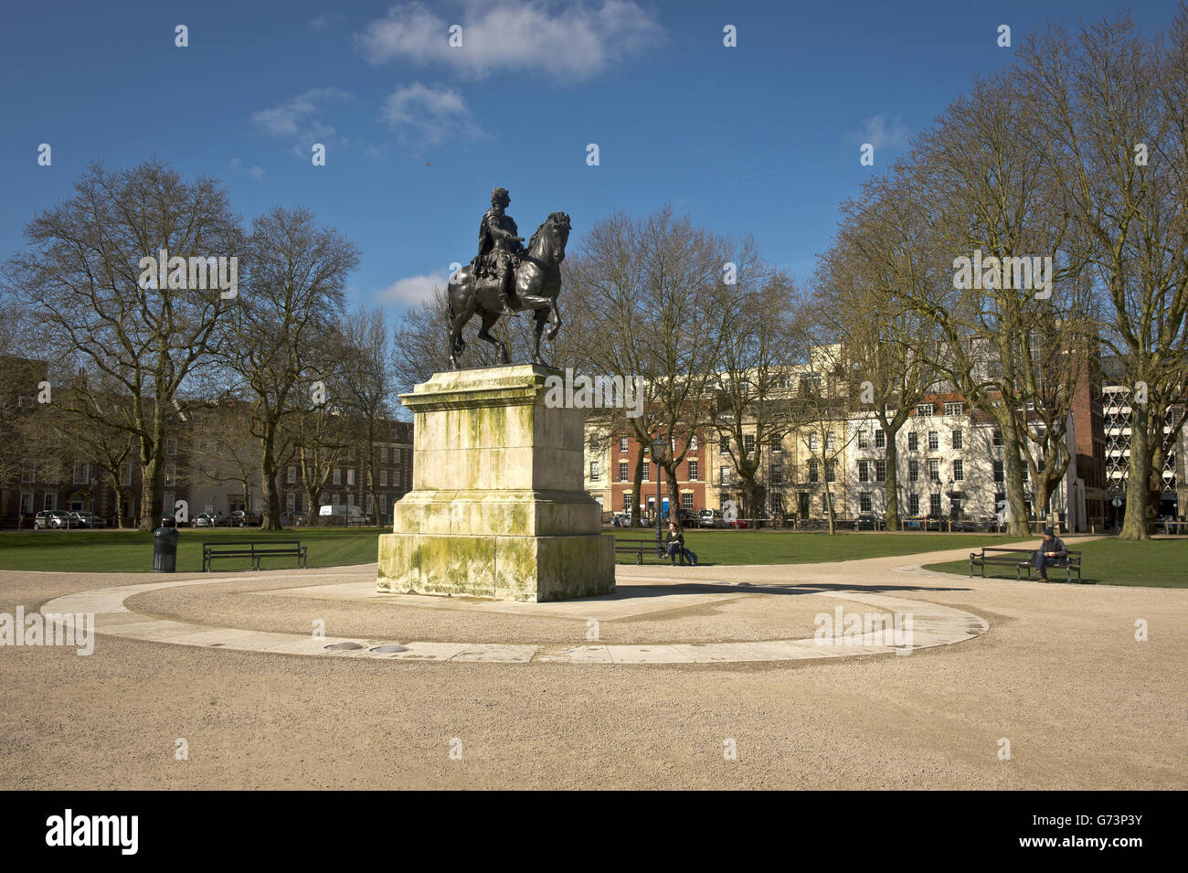 Queen Square, Bristol, showing the idealised equestrian statue of