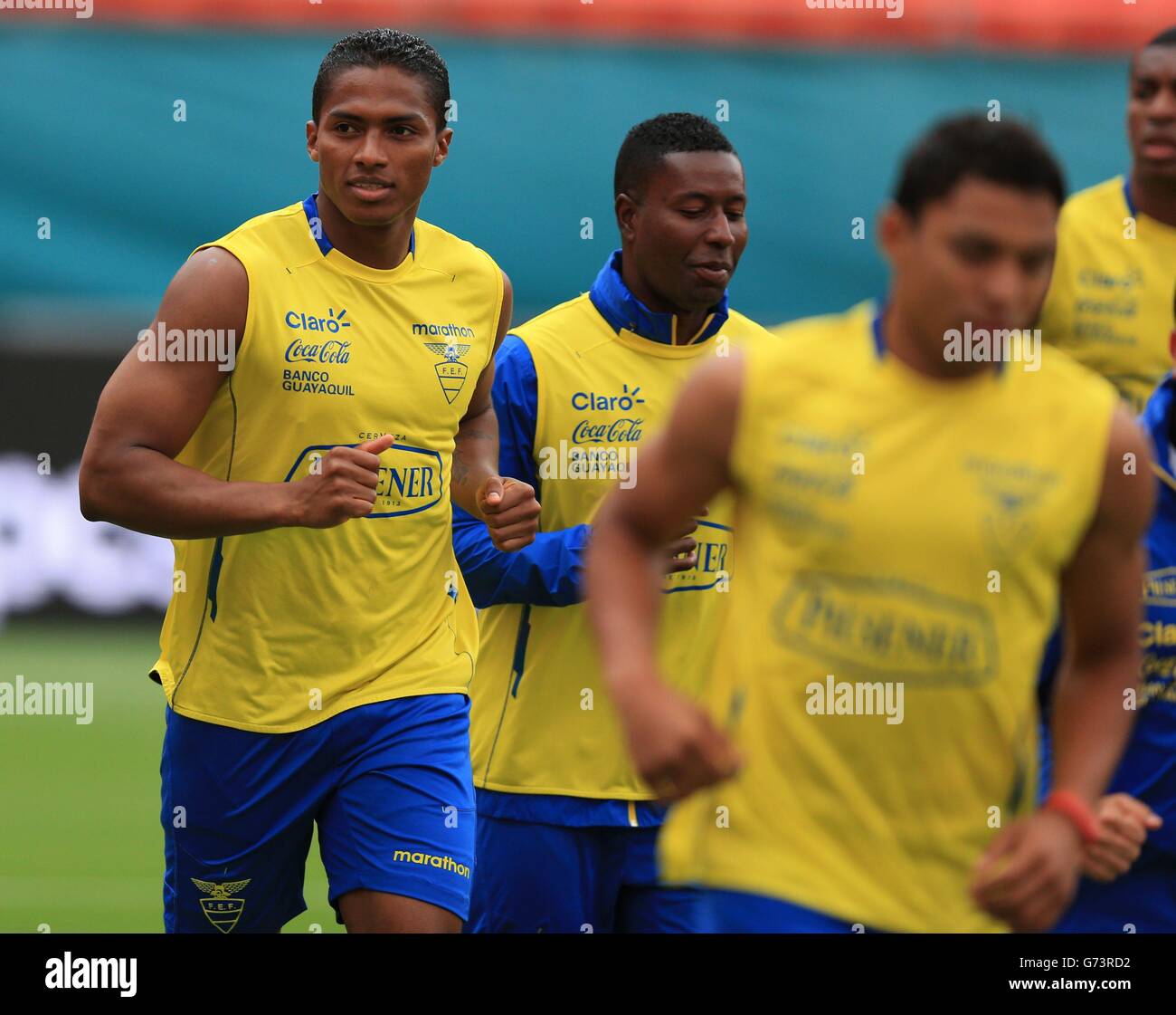 Soccer - World Cup 2014 - Miami Training Camp - England v Ecuador - Ecuador Training Session - Sun Life Stadium Stock Photo