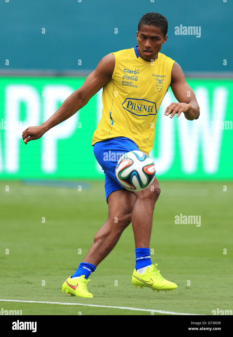 Ecuador's Antonio Valencia during a training session at the Sun Life Stadium in Miami, USA. Stock Photo