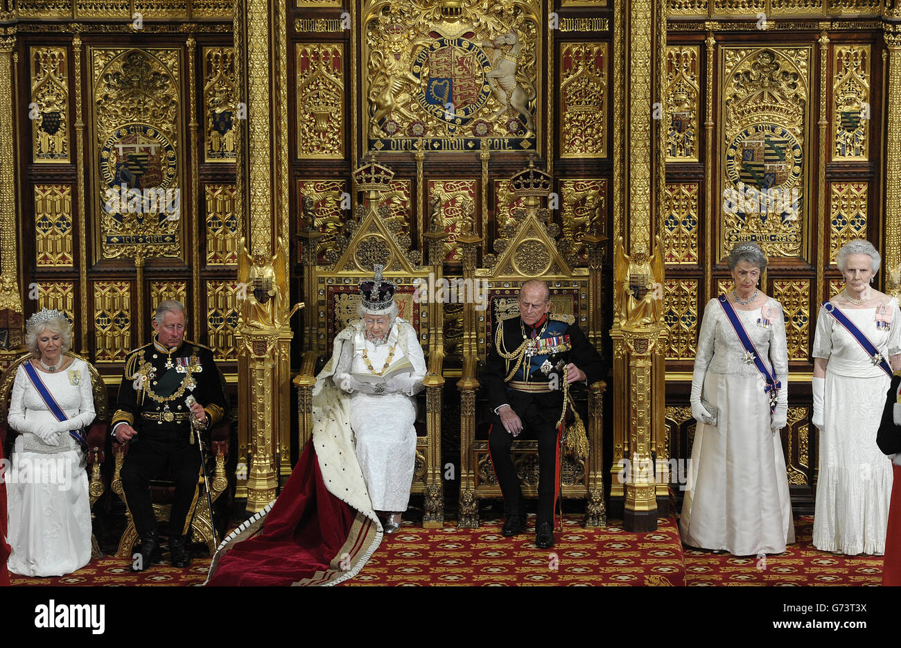 Queen Elizabeth Ii Delivers Her Speech In The House Of Lords During The