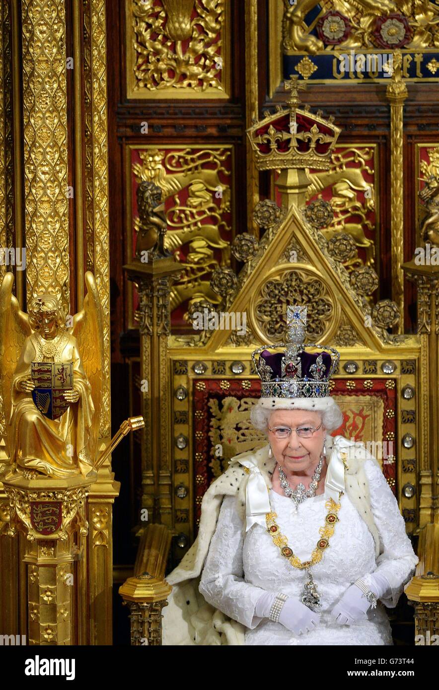 Queen Elizabeth Ii Delivers Her Speech In The House Of Lords During The
