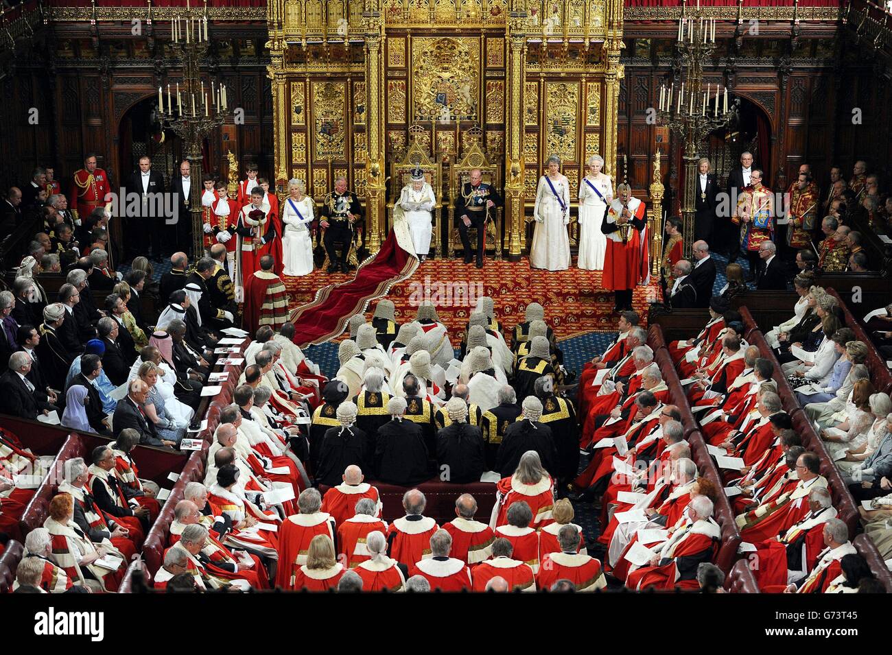 Queen Elizabeth Ii Delivers Her Speech In The House Of Lords During The