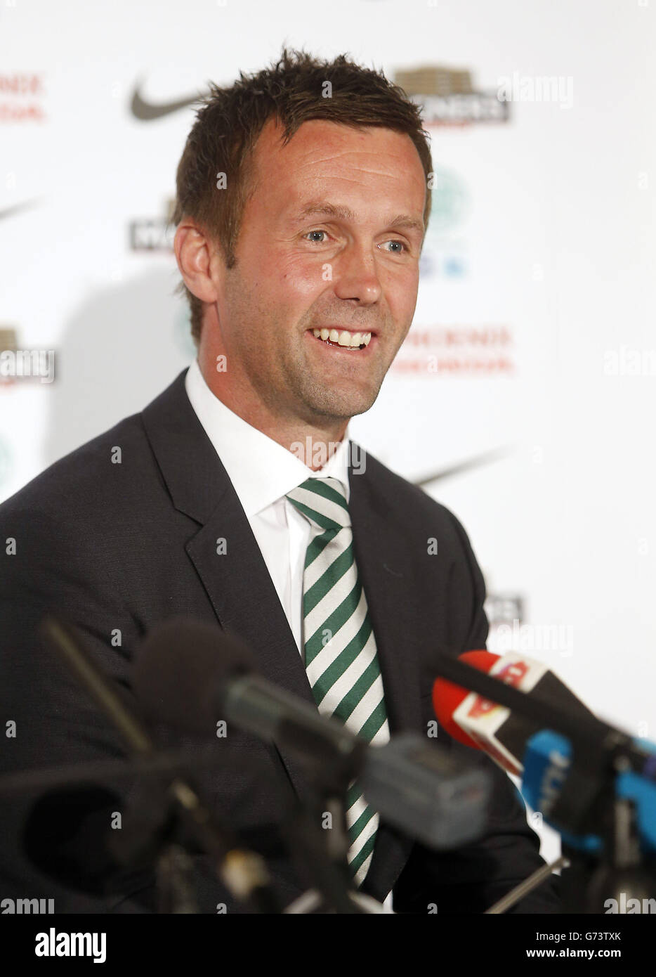 Ronny Deila is unveiled as the new Celtic manage during a press conference at Celtic Park, Glasgow. Stock Photo