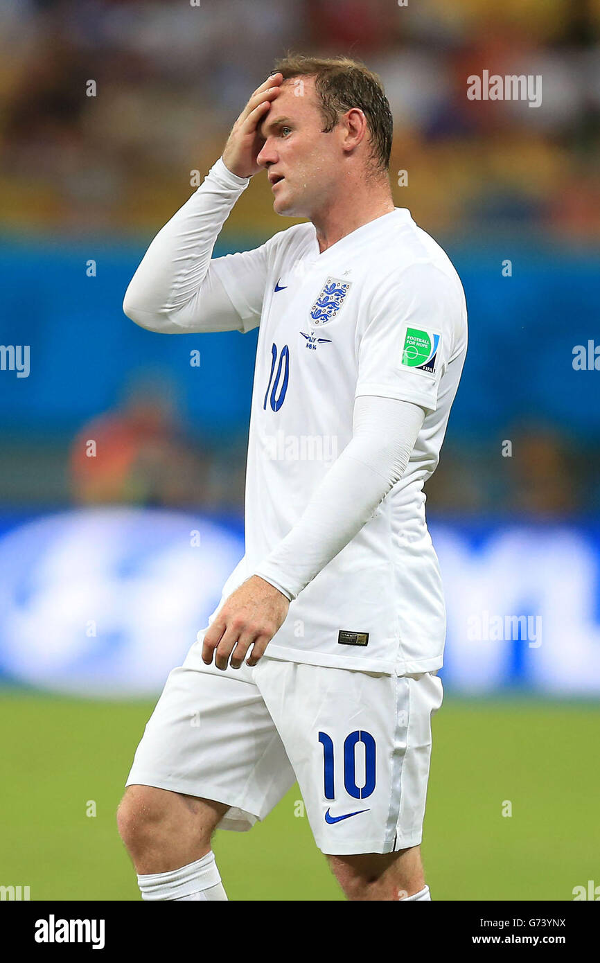 England's Wayne Rooney during the FIFA World Cup, Group D match at the Arena da Amazonia, Manaus, Brazil. Stock Photo
