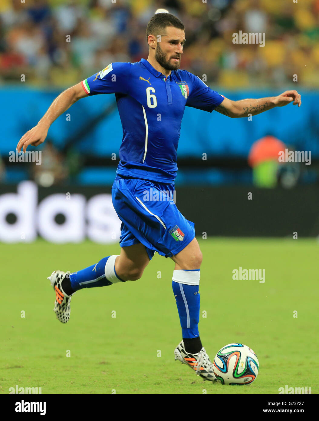 Italy's Antonio Candreva during the FIFA World Cup, Group D match at the Arena da Amazonia, Manaus, Brazil. PRESS ASSOCIATION Photo. Picture date: Saturday June 14, 2014. See PA story SOCCER England. Photo credit should read: Nick Potts/PA Wire. Editorial use only. No commercial use. No use with any unofficial 3rd party logos. No manipulation of images. No video emulation Stock Photo