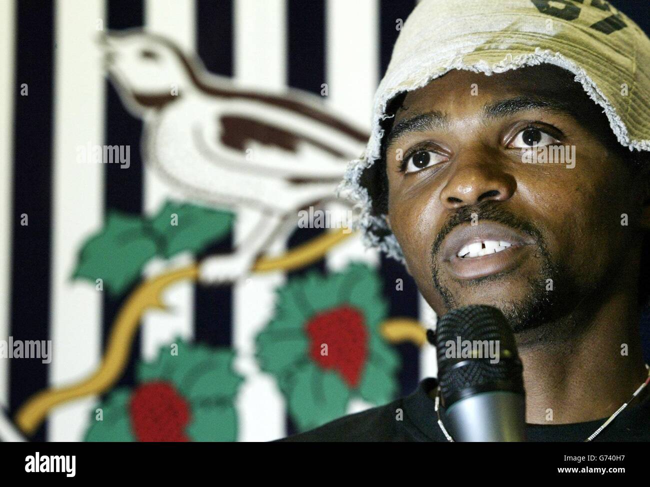 West Bromwich Albion's new signing Kanu at a press conference in West Bromwich. The former Nigeria International has signed a three year contract after leaving Arsenal on a free transfer. Stock Photo