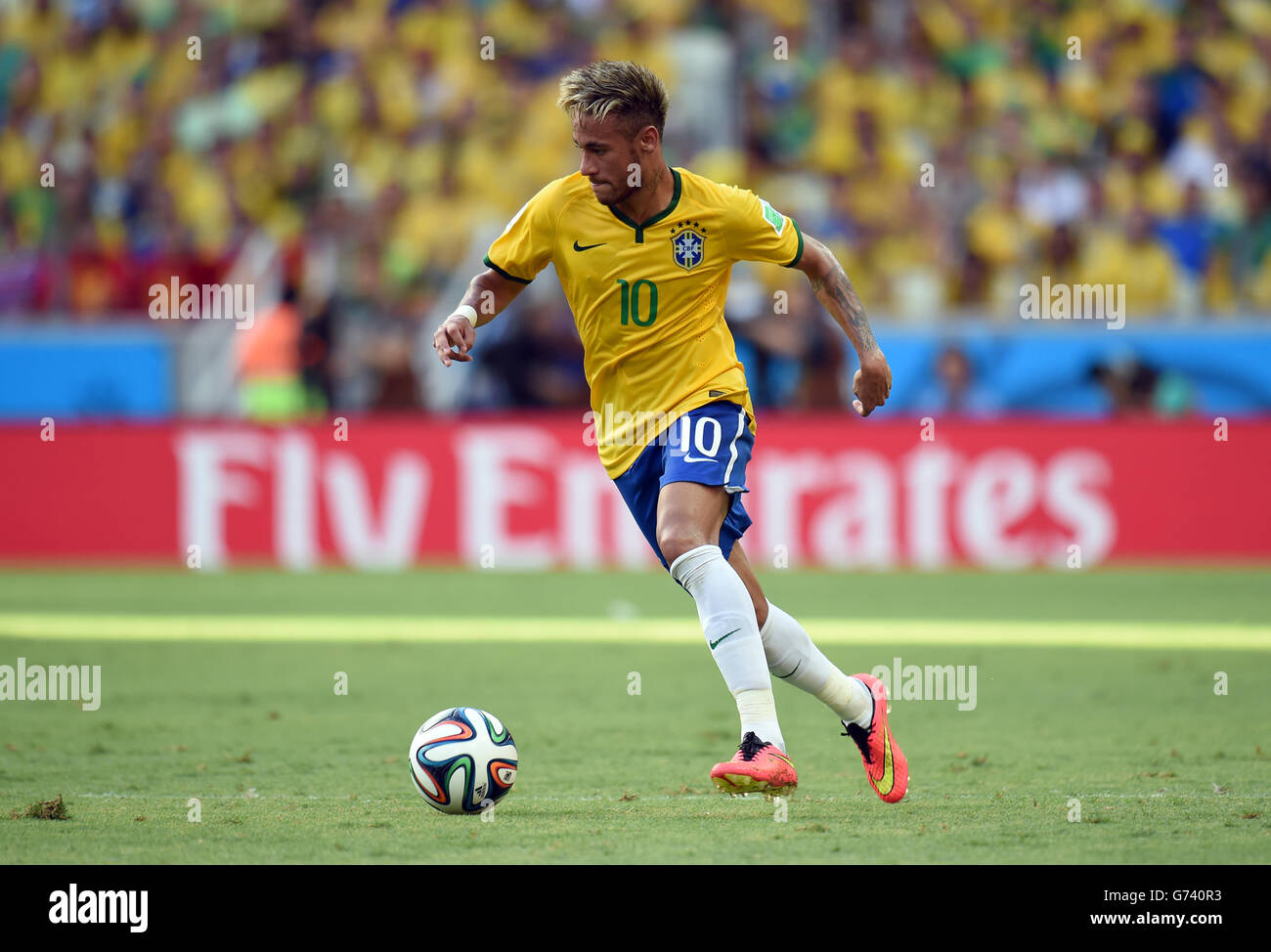 Soccer - FIFA World Cup 2014 - Group A - Brazil v Mexico - Estadio Castelao. Brazil's Neymar Stock Photo